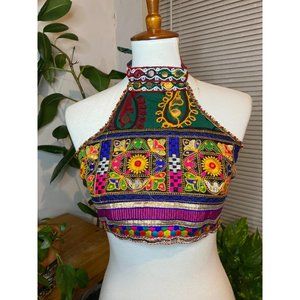 Decorative Embroidered Boho Handmade Halter Crop